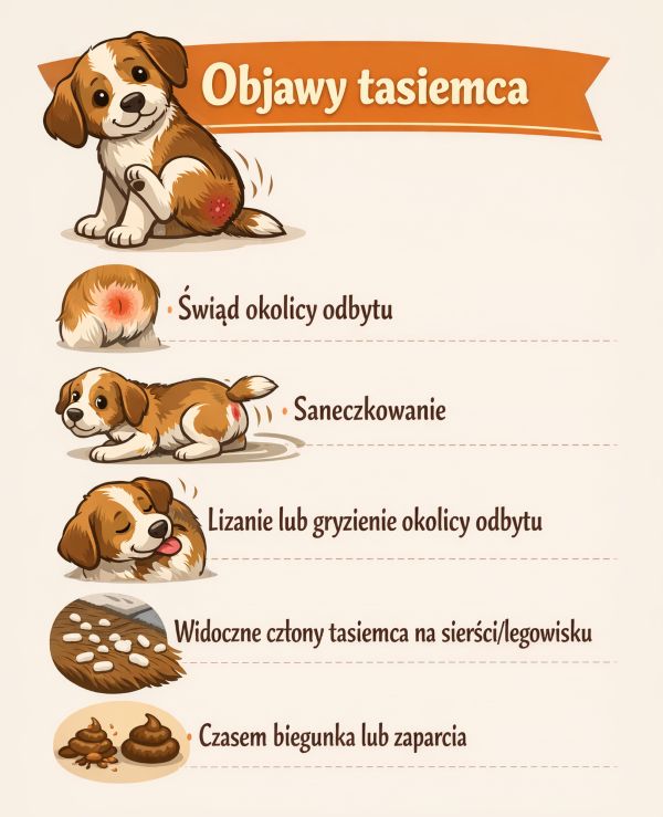 Tasiemiec u psa - grafika objawy