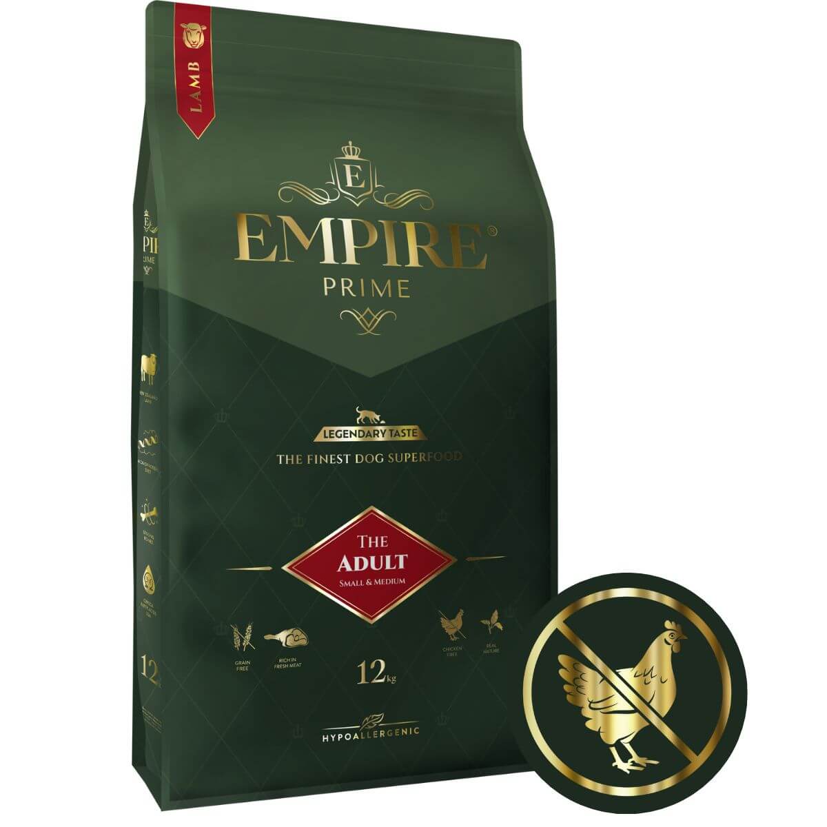 Monobiałkowa karma dla dorosłych psów rasy małe i średnie - hipoalergiczna - bez kurczaka 12kg Empire Prime