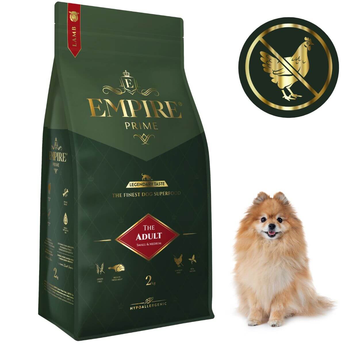 Monobiałkowa karma dla dorosłych pomeranianów - hipoalergiczna - bez kurczaka 2kg Empire Prime