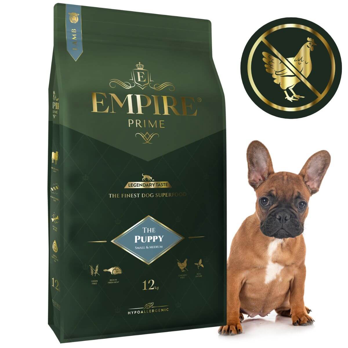 Monobiałkowa karma dla szczeniaków i juniorów buldoga francuskiego - hipoalergiczna - bez kurczaka 12kg Empire Prime