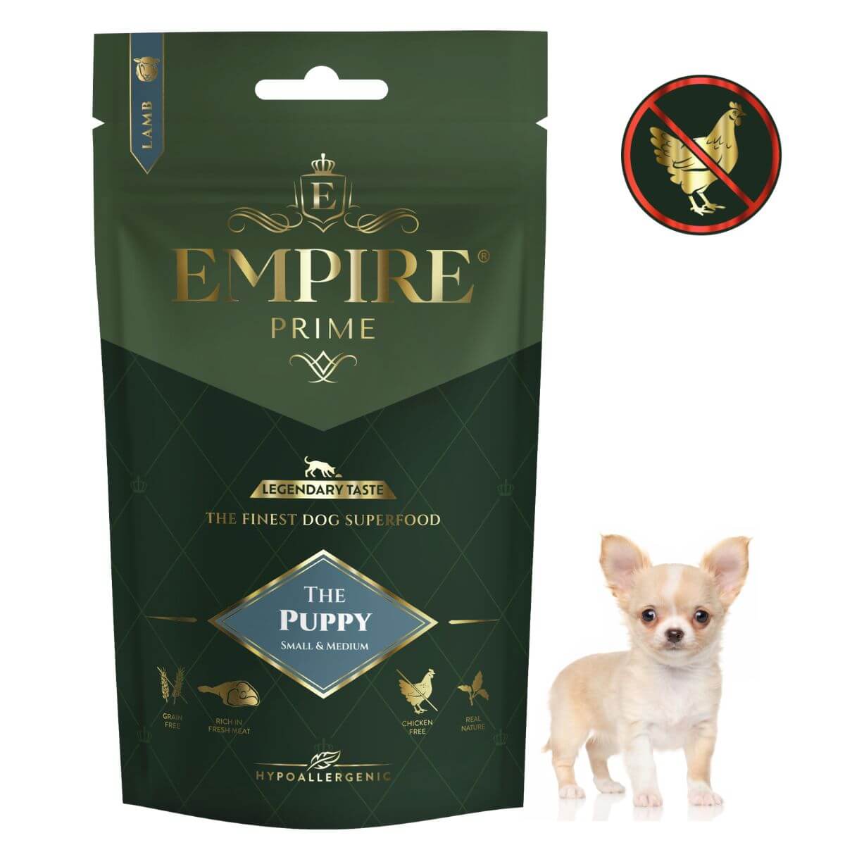Monobiałkowa karma dla szczeniaków i juniorów chihuahua - hipoalergiczna - bez kurczaka 50g Empire Prime