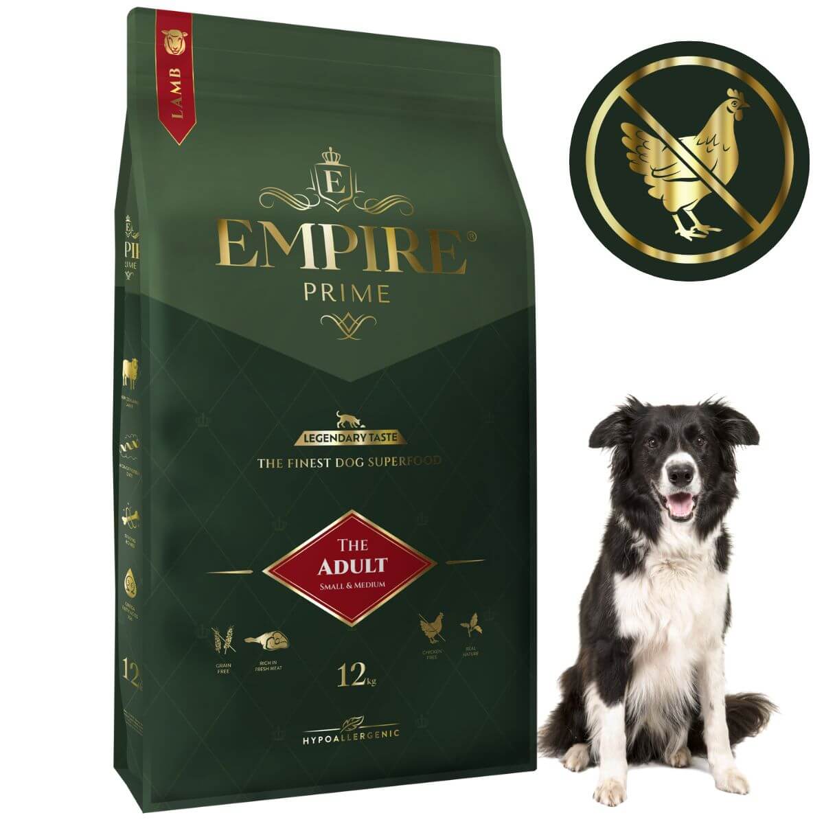 Monobiałkowa karma dla dorosłych border collie - hipoalergiczna - bez kurczaka 12kg Empire Prime