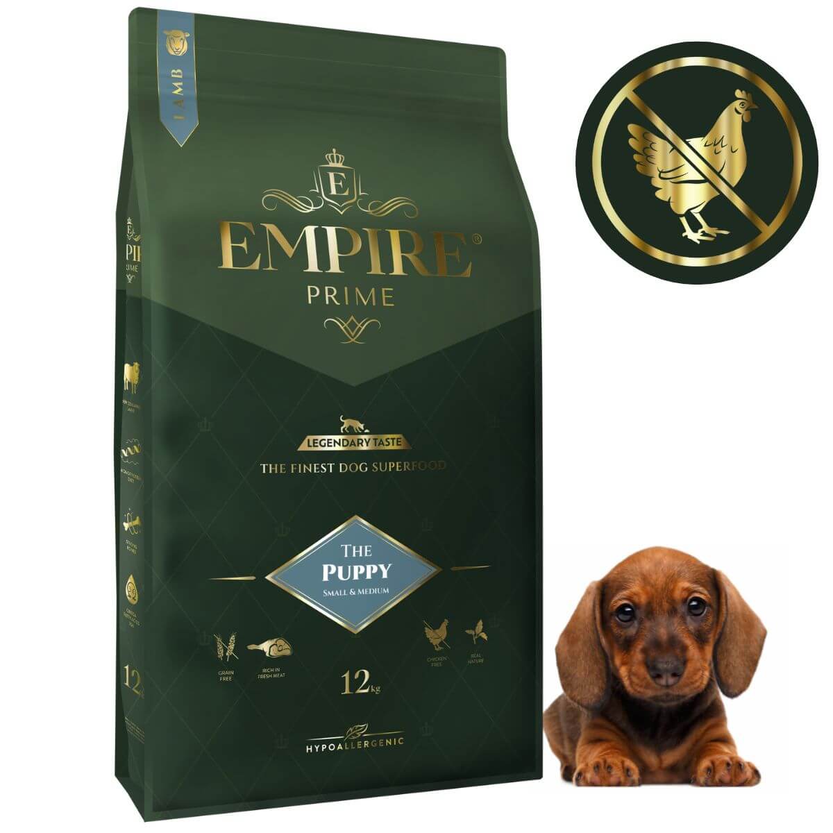 Monobiałkowa karma dla szczeniaków i juniorów jamnika - hipoalergiczna - bez kurczaka 12kg Empire Prime
