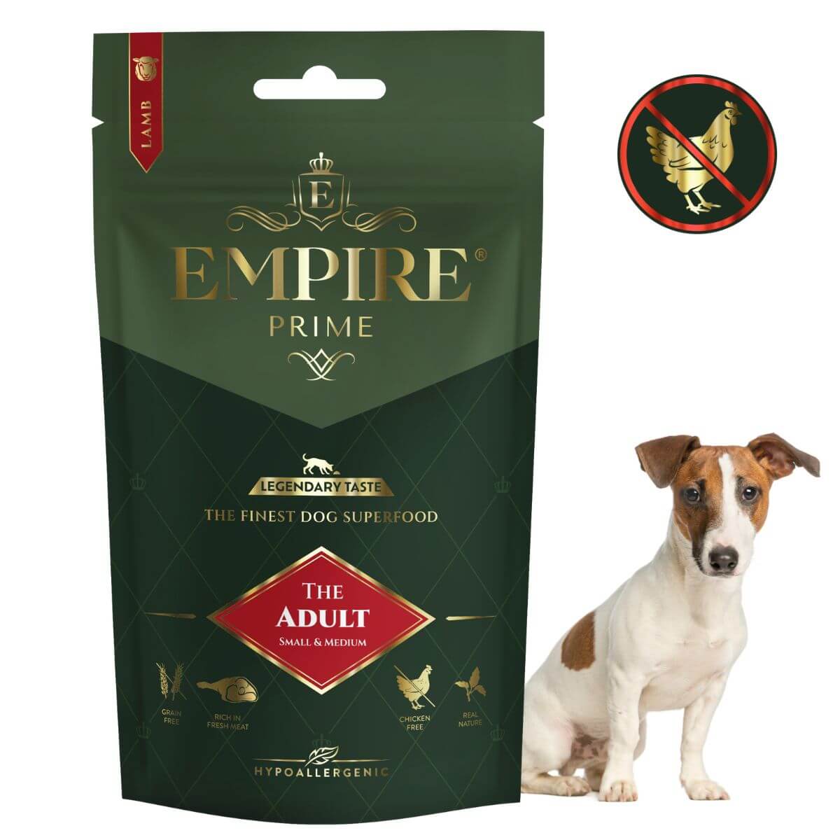 Monobiałkowa karma dla dorosłych jack russel terrier'a - hipoalergiczna - bez kurczaka 50g Empire Prime
