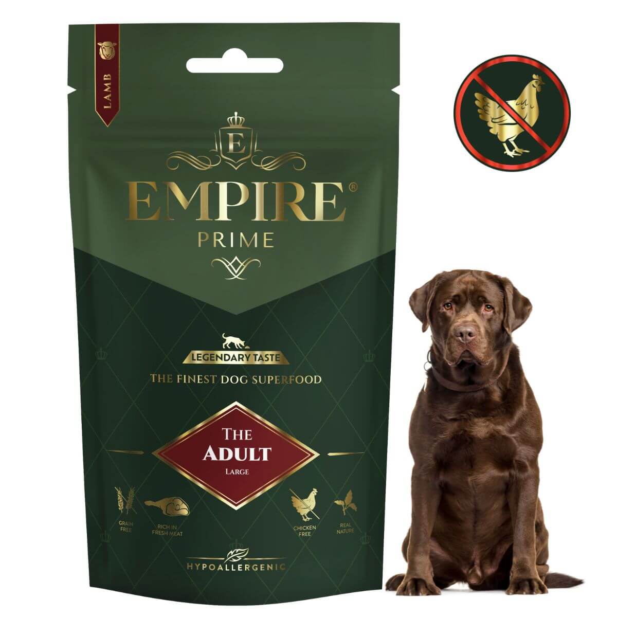 Monobiałkowa karma dla dorosłych labradorów - hipoalergiczna - bez kurczaka 50g Empire Prime