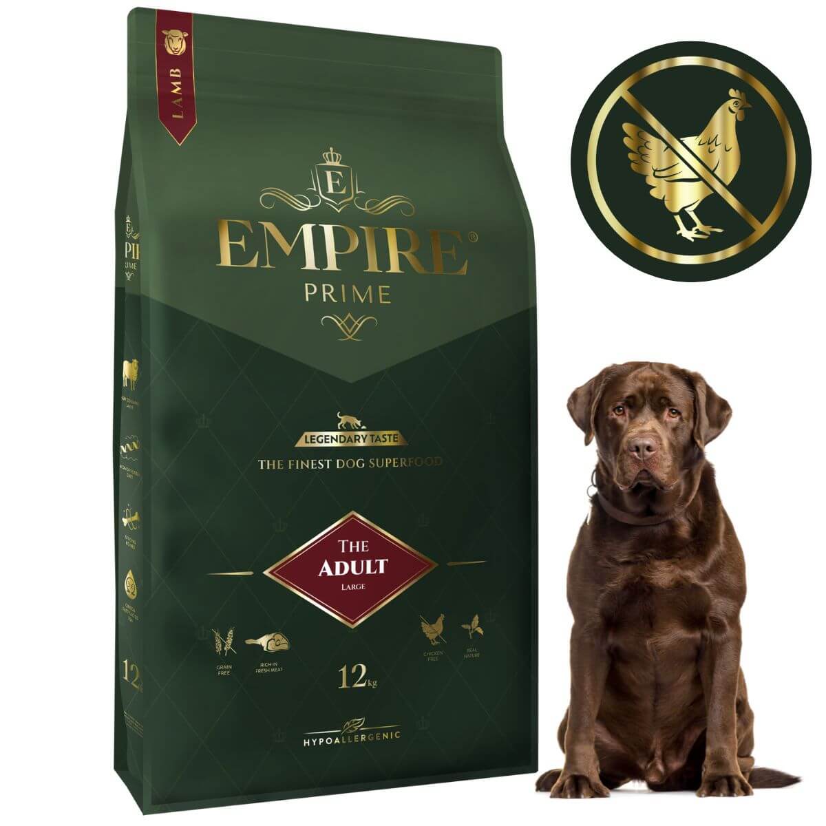 Monobiałkowa karma dla dorosłych labradorów - hipoalergiczna - bez kurczaka 12kg Empire Prime