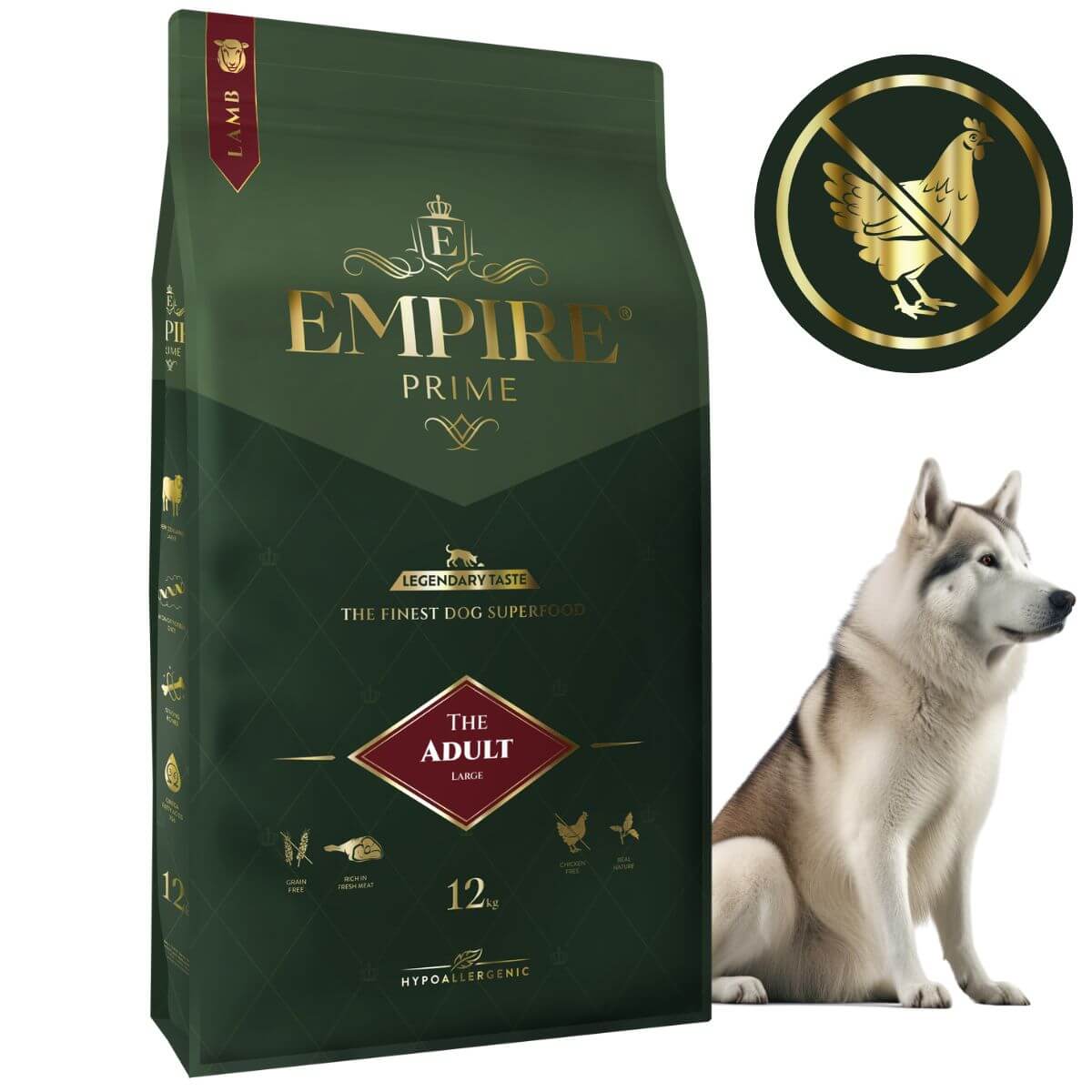 Monobiałkowa karma dla dorosłych siberian husky - hipoalergiczna - bez kurczaka 12kg Empire Prime